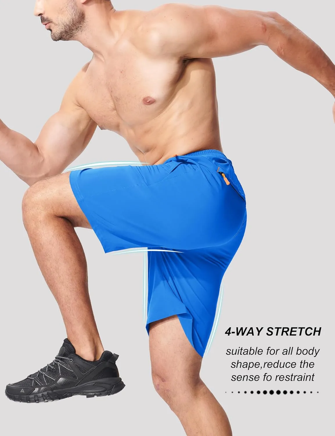 MAGCOMSEN Men's Hiking Shorts 9" Quick Dry Lightweight Running Shorts with Zipper Pockets for Workout Athletic Sport