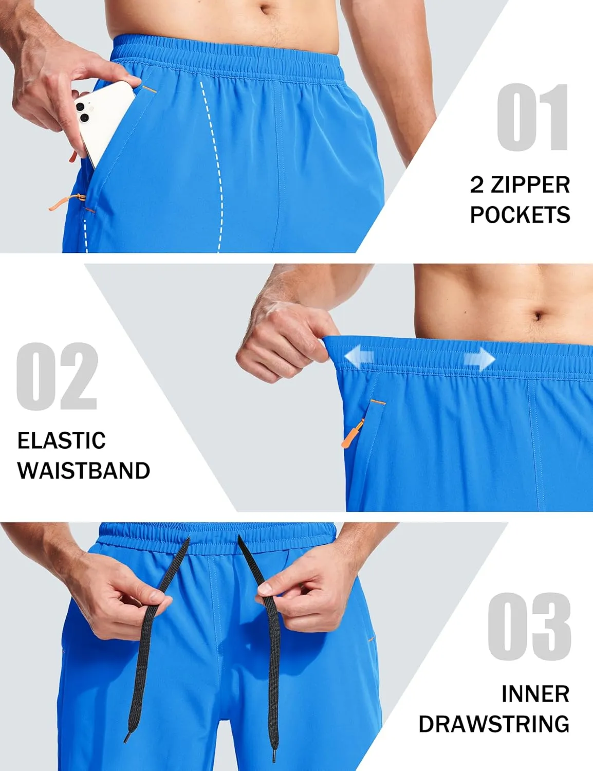 MAGCOMSEN Men's Hiking Shorts 9" Quick Dry Lightweight Running Shorts with Zipper Pockets for Workout Athletic Sport