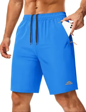 MAGCOMSEN Men's Hiking Shorts 9" Quick Dry Lightweight Running Shorts with Zipper Pockets for Workout Athletic Sport
