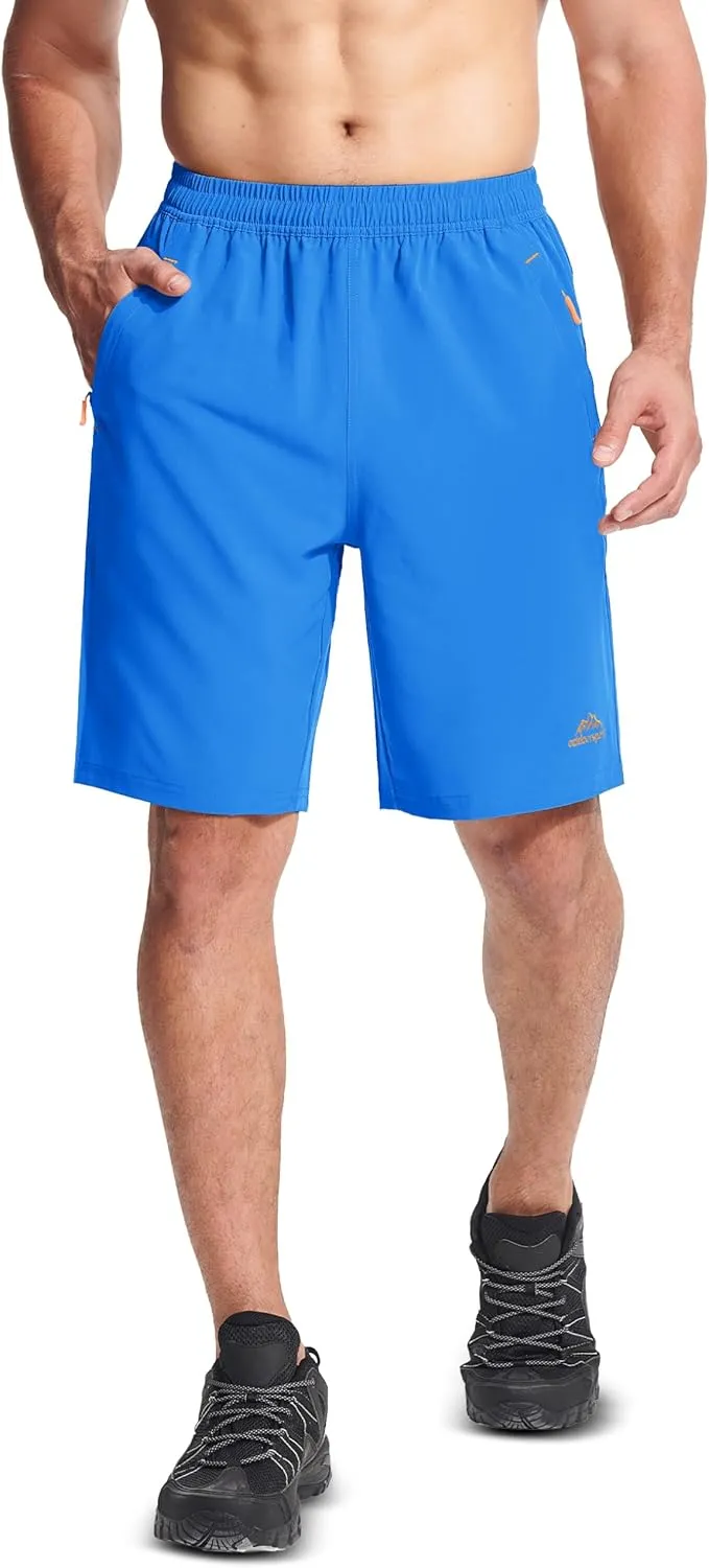 MAGCOMSEN Men's Hiking Shorts 9" Quick Dry Lightweight Running Shorts with Zipper Pockets for Workout Athletic Sport