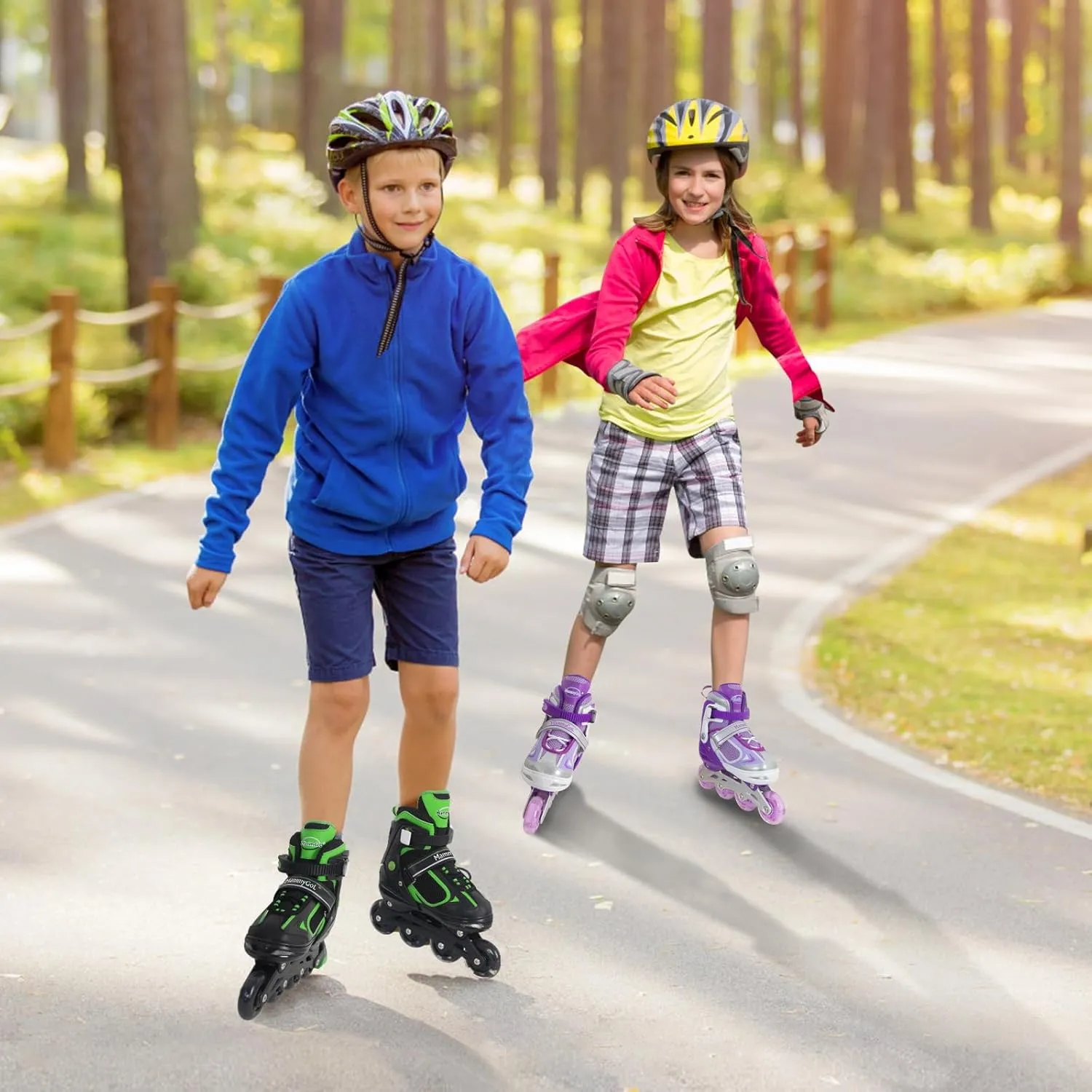 MammyGol Adjustable Inline Skates for Kids Boys Girls Youth with Light up Wheels