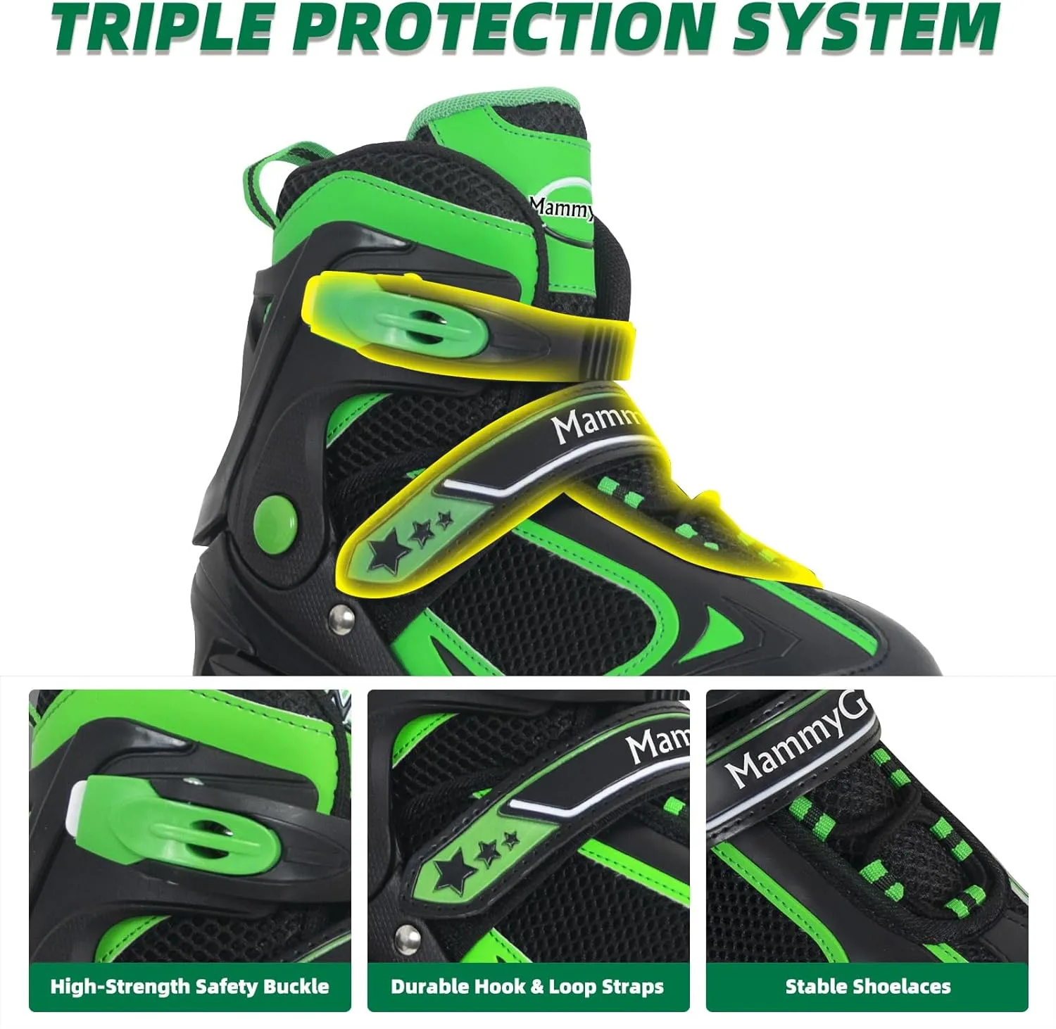 MammyGol Adjustable Inline Skates for Kids Boys Girls Youth with Light up Wheels