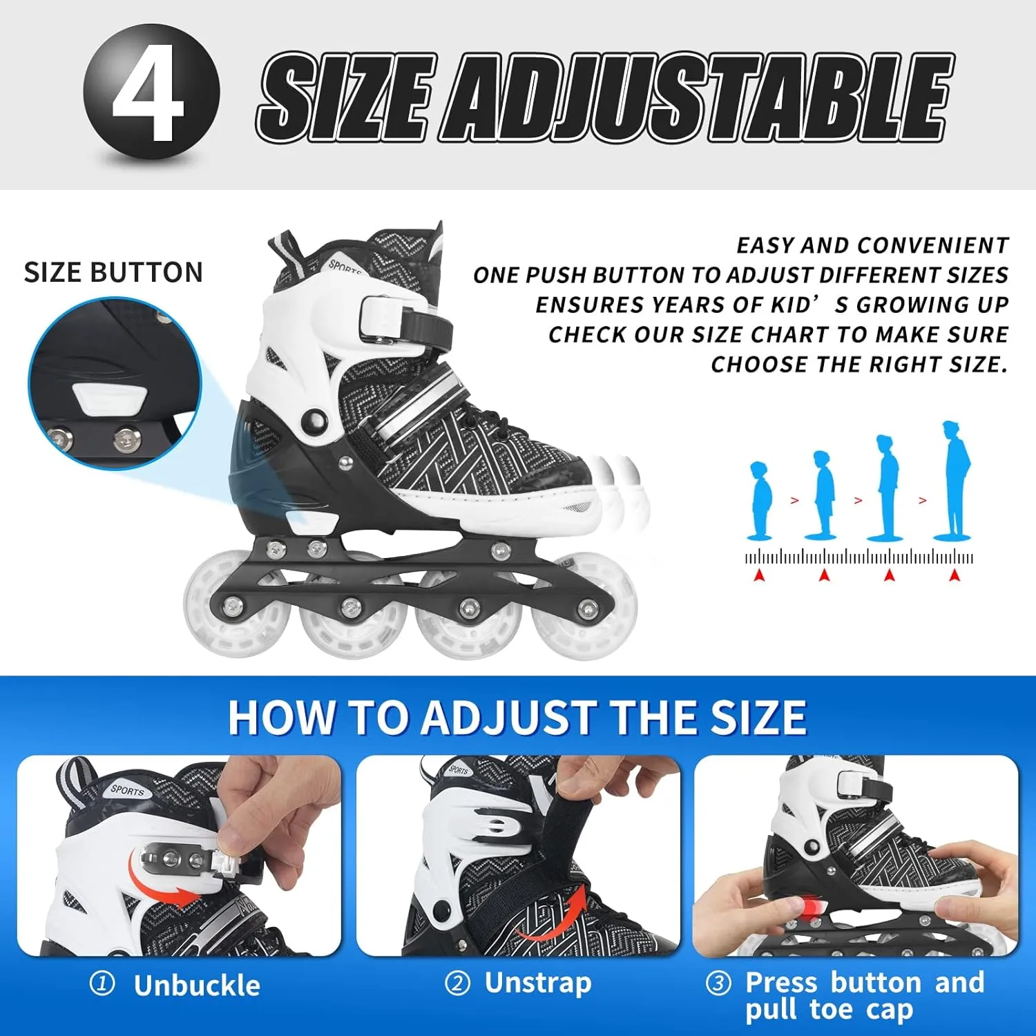MammyGol Adjustable Inline Skates for Kids,Roller Skates with Featuring All Illuminating Wheels - Beginner Skates for Girls and Boys,Youth Teens