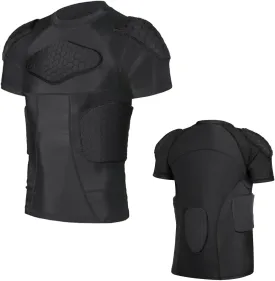 Men Padded Proctective Shirt 6-Pads Chest Rib Protector Padded Football Shirt Protective Gear for Football Rugby Basketball
