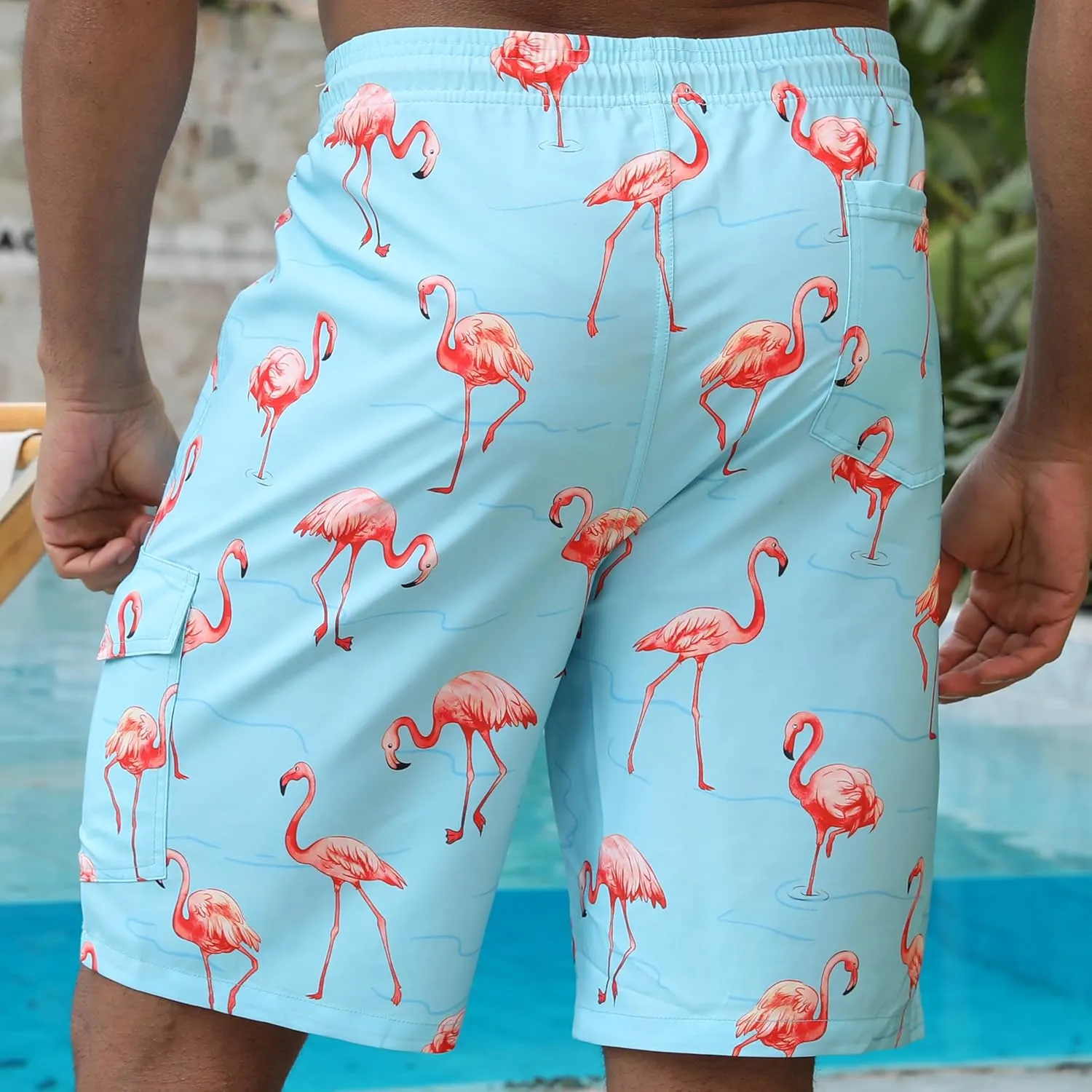 Mens Board Shorts with Compression Liner 9 Inseam Quick Dry Swimwear Bathing Suit Swim Trunks with 4 Pocket