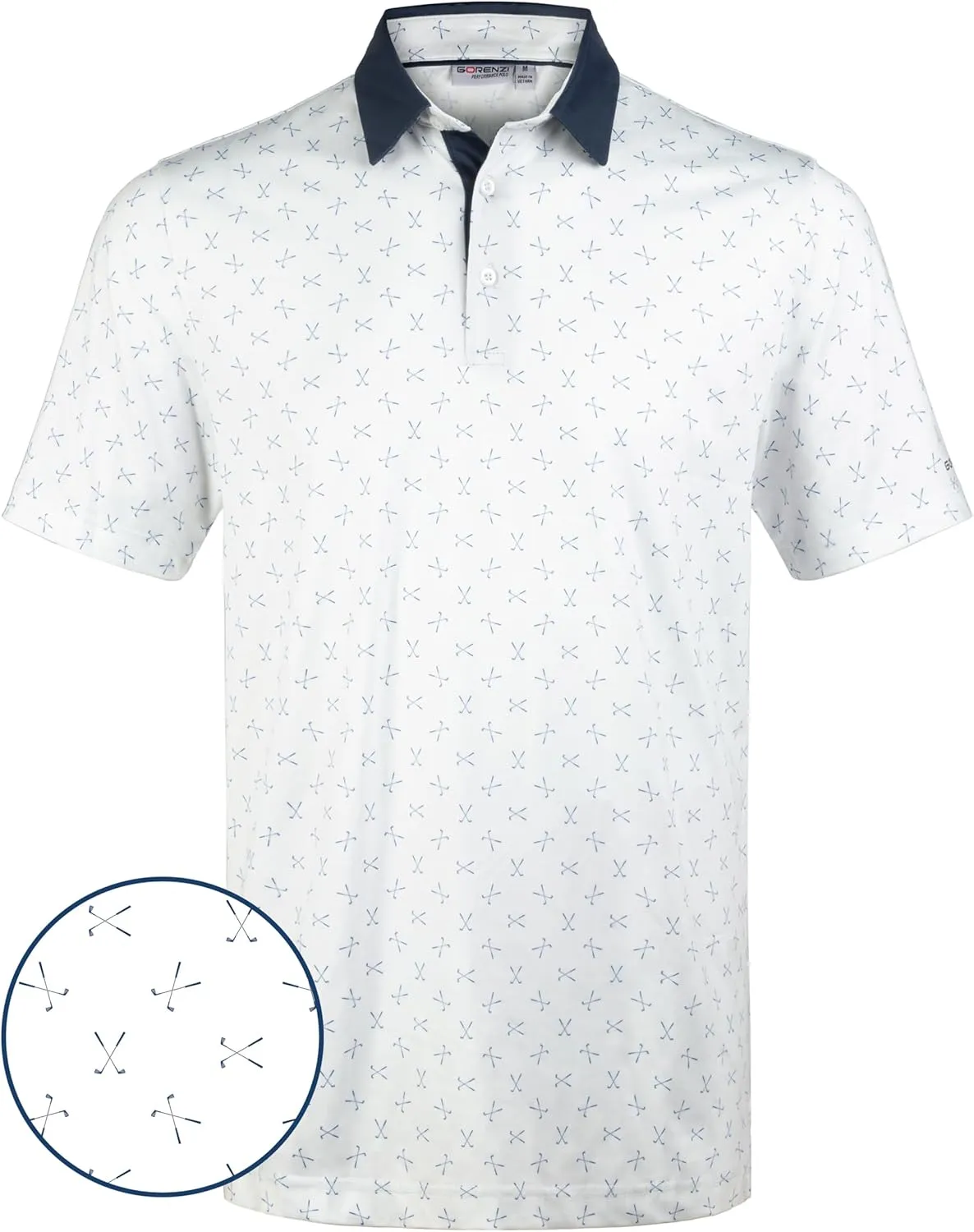 Men's Golf Shirts Short Sleeve Moisture Wicking Print Patterns Collared Performance Polo Golf Shirts for Men Dry Fit