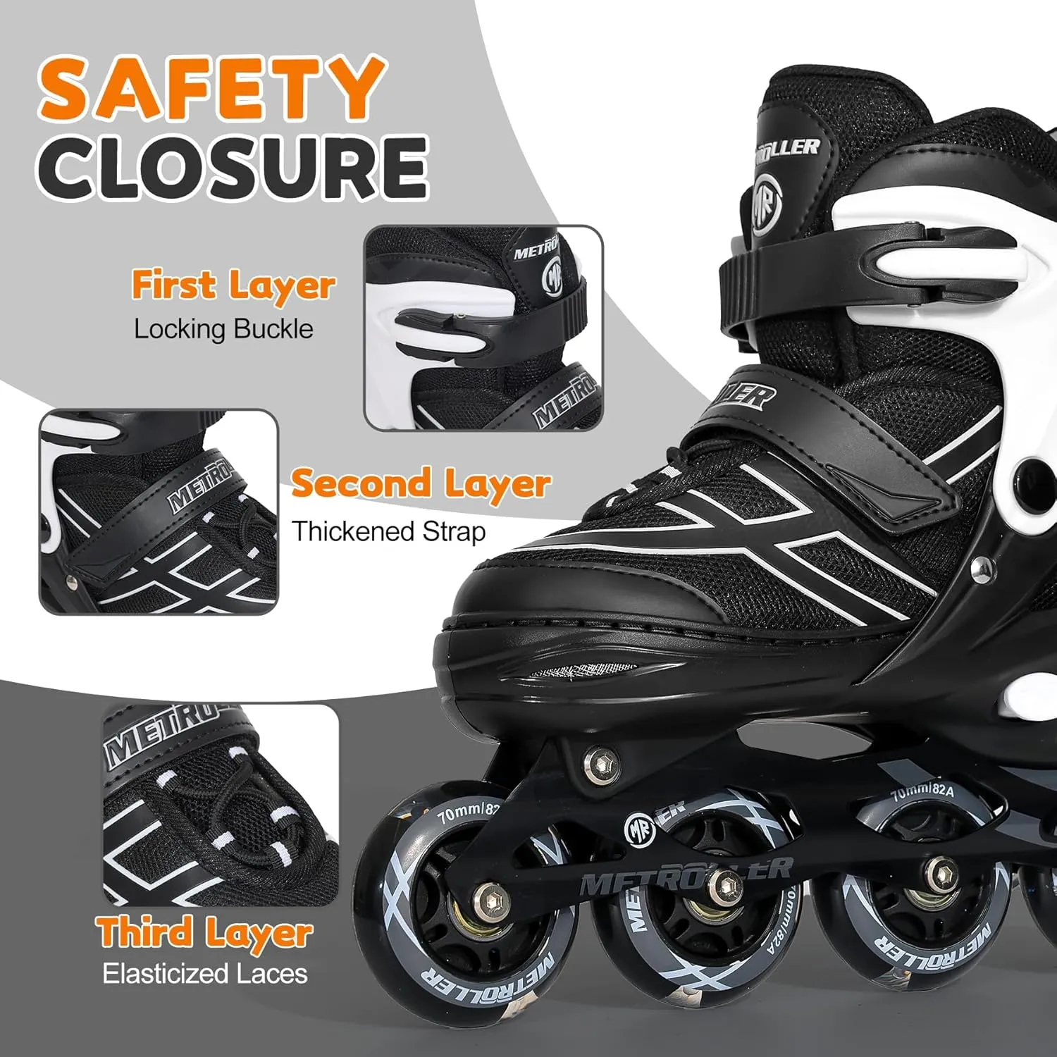 METROLLER Inline Skates for Girls Boys Ages 5-8 8-12 Adjustable Illuminating Wheels Inline Roller Skates for Youth Kids Outdoor Blades