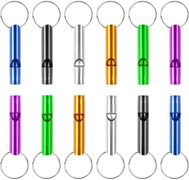 MIDELONG 12 pcs Emergency Whistle with Key Chain, Aluminum Extra Loud Safety Survival Whistle Keychain for Outdoor Sports Camping Hiking Boating Hunting, 6 Colors