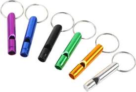 MIDELONG 6 pcs Emergency Whistle with Key Chain, Aluminum Extra Loud Safety Survival Whistle Keychain for Outdoor Sports Camping Hiking Boating Hunting, 6 Colors
