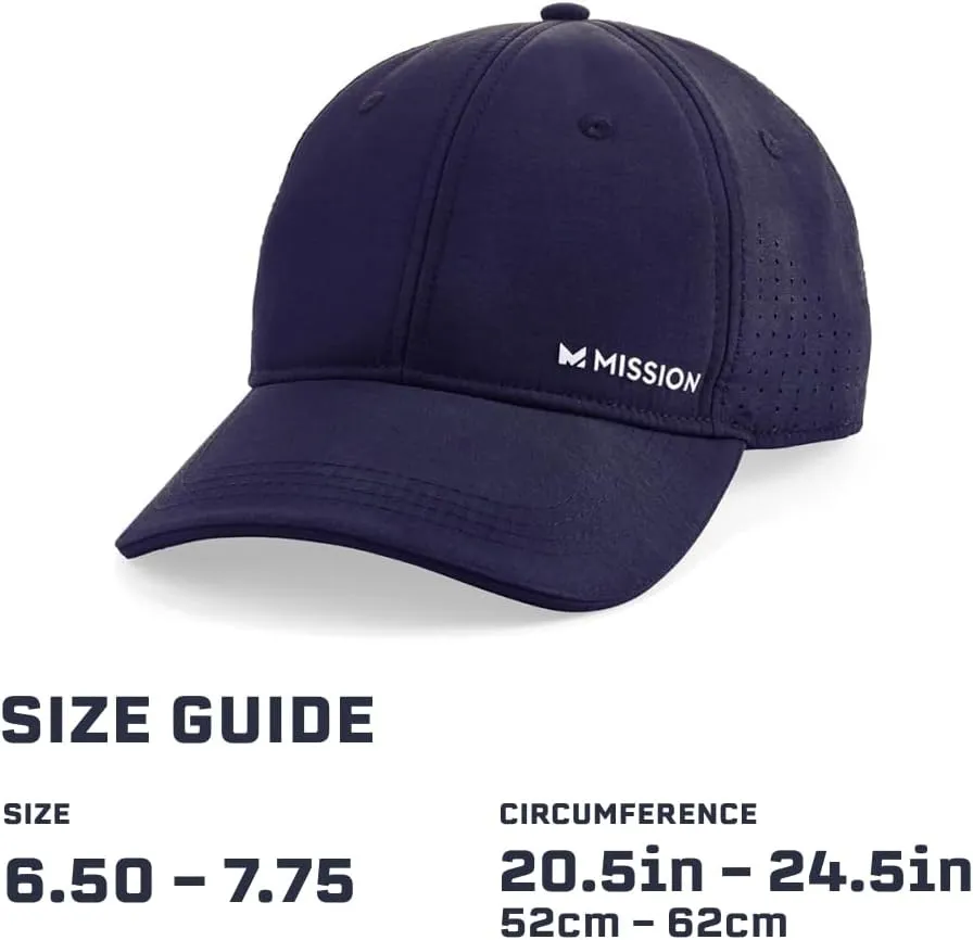 MISSION Cooling Vented Performance Hat Unisex One Size Cap for Workouts, Golf & Running, Sweat & Water Activated Technology