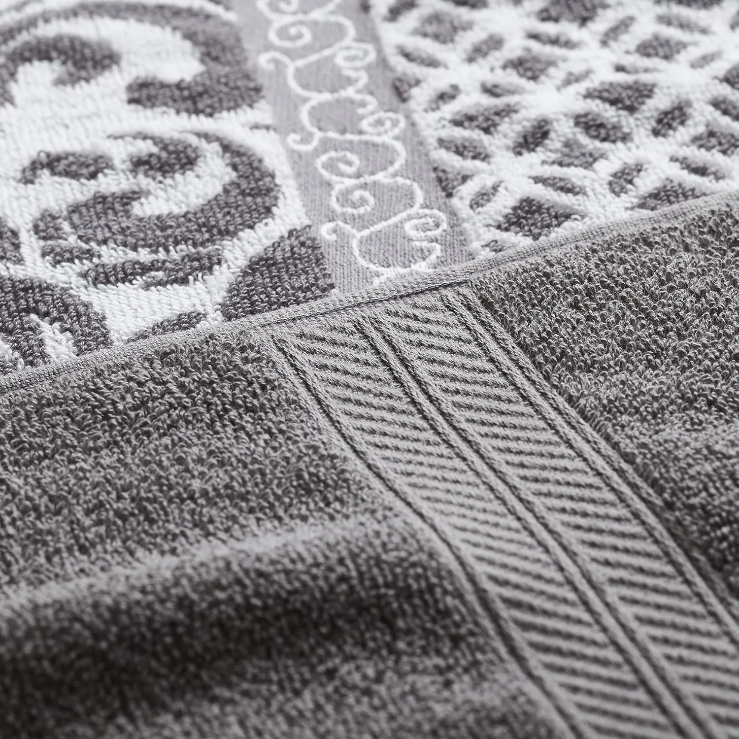 Modern Threads Trefoil Filigree 6-Piece Reversible Yarn Dyed Jacquard Towel Set - Bath Towels, Hand Towels, & Washcloths - Super Absorbent & Quick Dry - 100% Combed Cotton