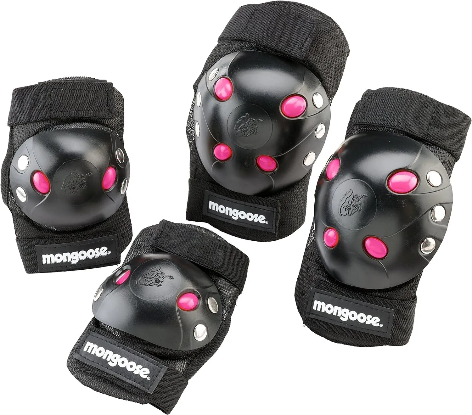 Mongoose Kids BMX Bike Gel Knee and Elbow Pad Set, Multi-Sport Protective Gear for Boys and Girls Age 8 and Up, Kneesavers and Elbowsavers