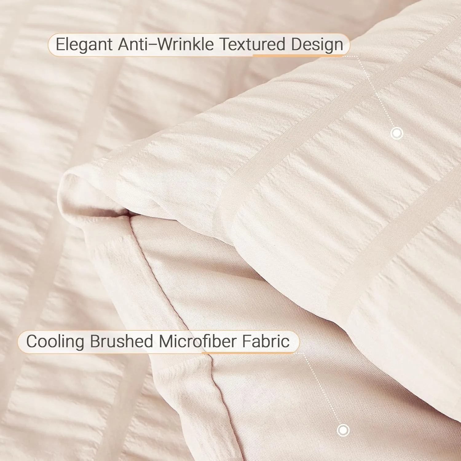 MUXHOMO 7 Pieces Queen Comforter Set, Seersucker Bed in a Bag Queen Size, All Season Luxury Bedding Set with Comforter, Flat Sheet, Fitted Sheet, Pillowcases & Shams, Beige
