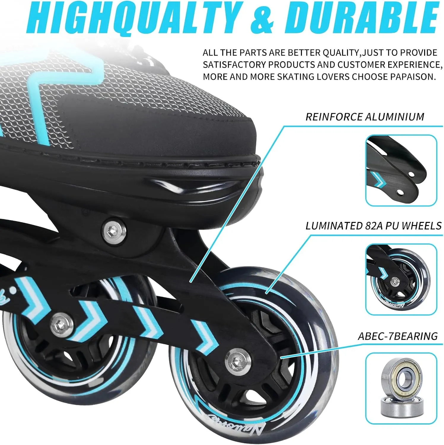 Nattork Adjustable Inline Skates for Adults and Teens, Outdoor & Indoor Blades Roller Skates for Boys, Beginners