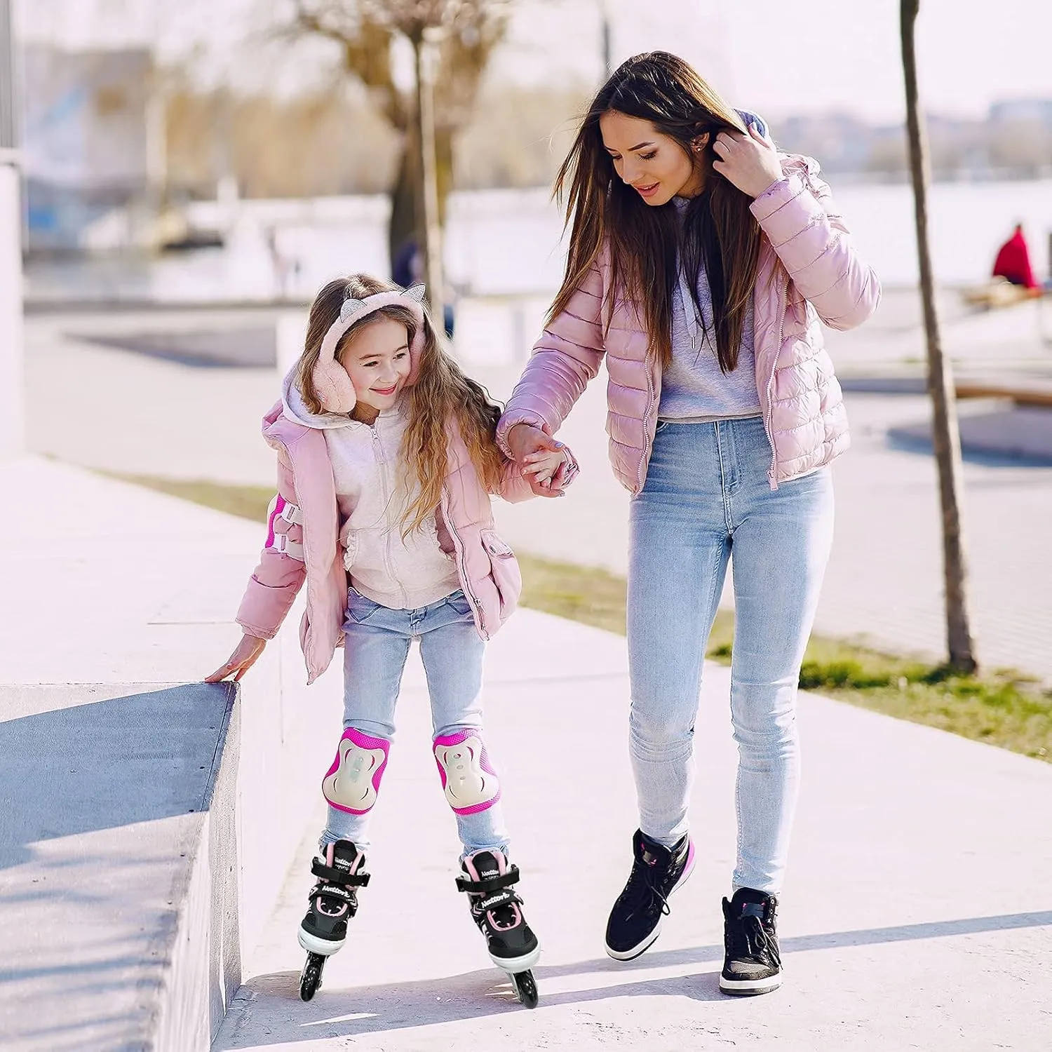 Nattork Inline Skates for Girls and Boys with Full Light up Wheels, Adjustable Beginner Roller Skates for Kids Youth Purple Pink Blue Black
