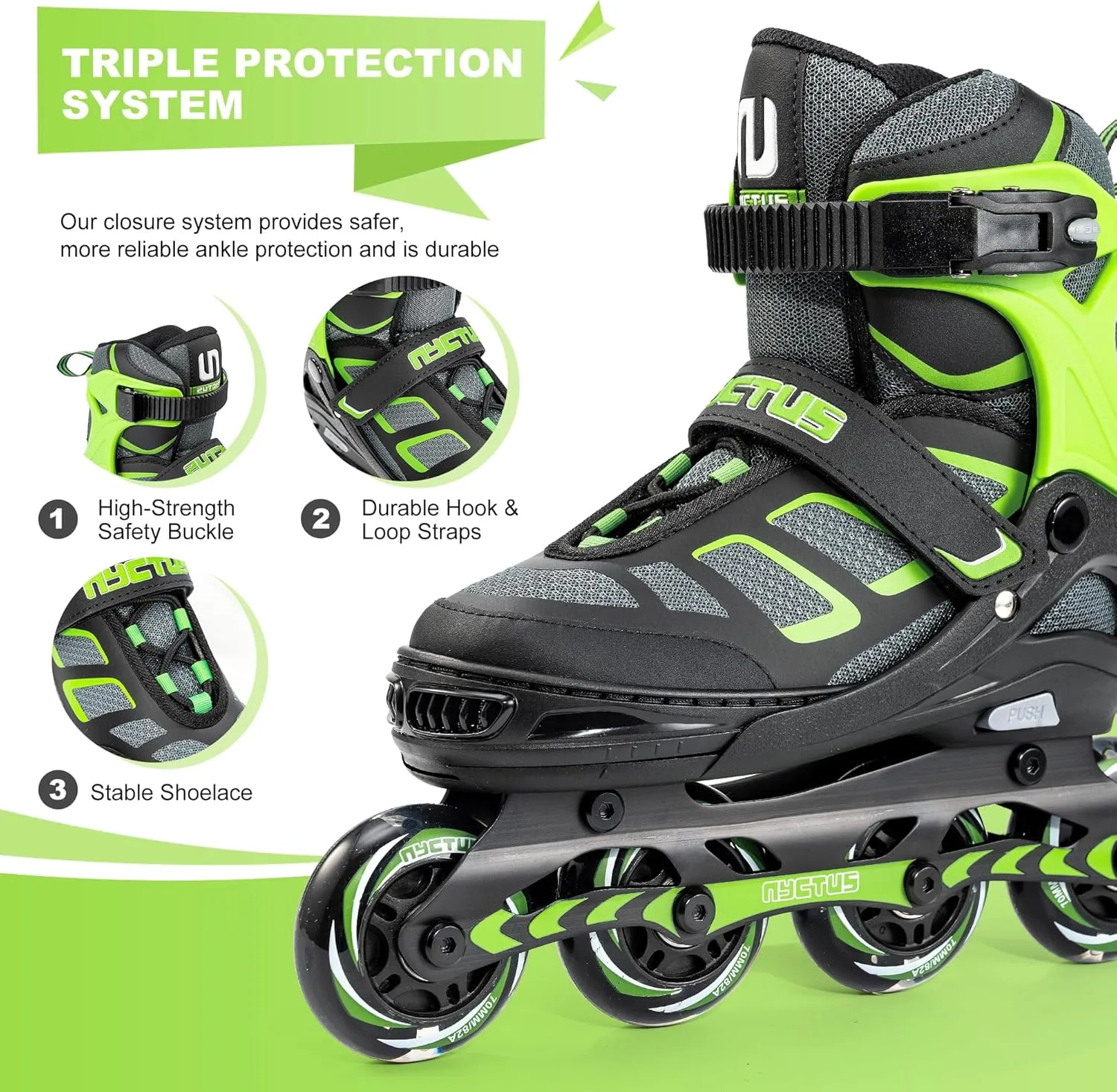 NYCTUS Inline Skates for Kids and Adults, Adjustable Inline Skates for Girls and Boys, Roller Skates for Women and Men with Full Light up Wheels