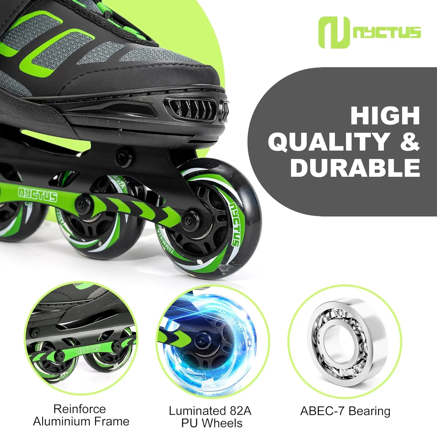 NYCTUS Inline Skates for Kids and Adults, Adjustable Inline Skates for Girls and Boys, Roller Skates for Women and Men with Full Light up Wheels