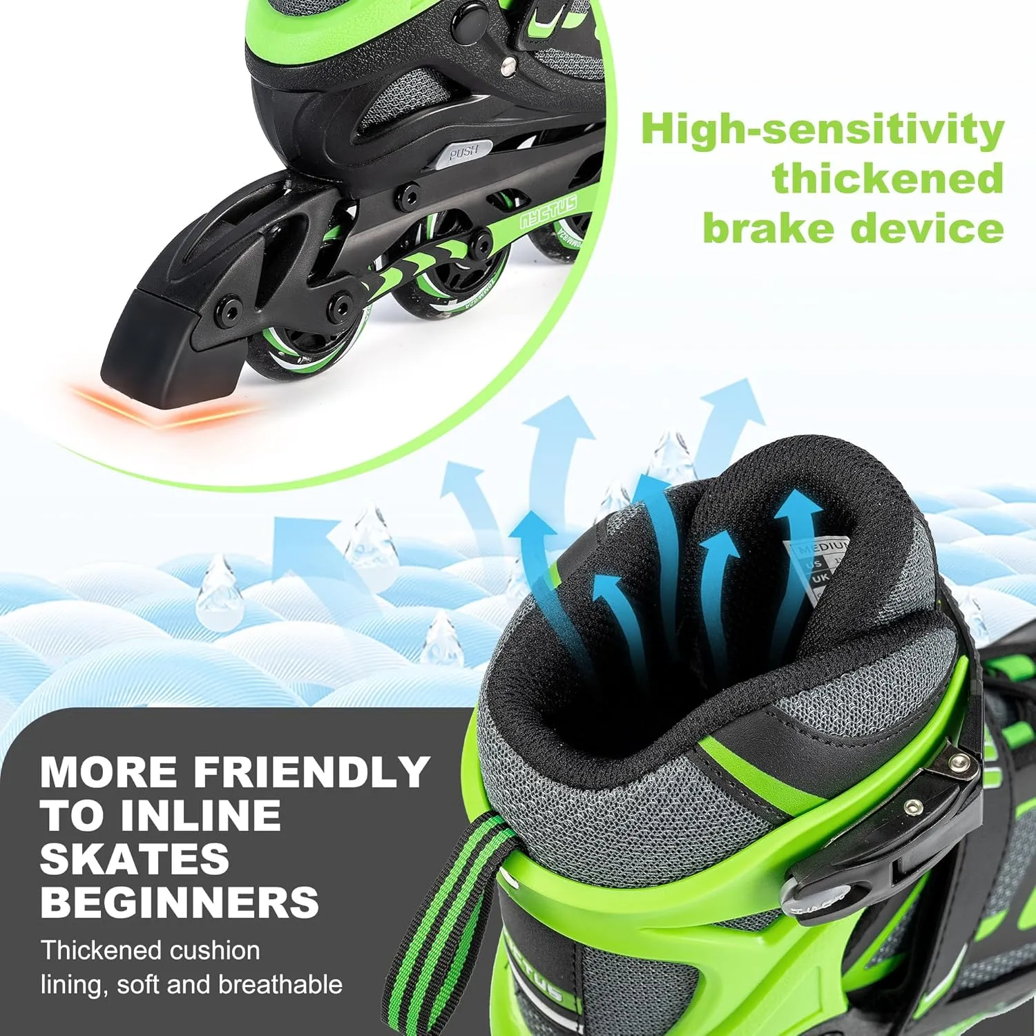 NYCTUS Inline Skates for Kids and Adults, Adjustable Inline Skates for Girls and Boys, Roller Skates for Women and Men with Full Light up Wheels