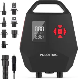 Paddle Board Pump, Sup Pump Electric Portable with Auto-Off/Deflation, Dual Stage 12V DC Car Connector Air Pump for Inflatables, Kayak and Air Mattress