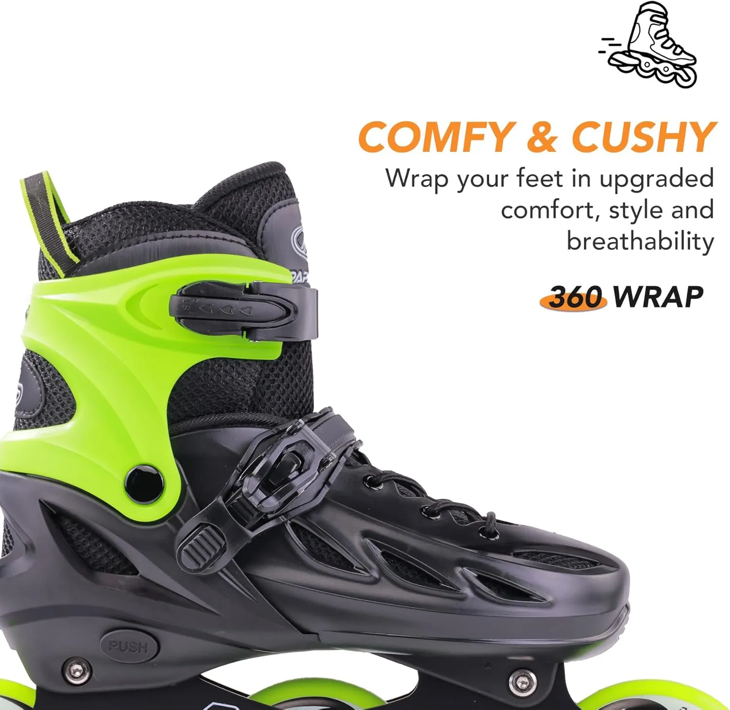 PAPAISON Adult Adjustable Inline Skates for Men Women with 3 100mm Wheels, Outdoor Blades Female Male Fitness Speed Racing Skates, Roller Skates for Teens Boys Girls