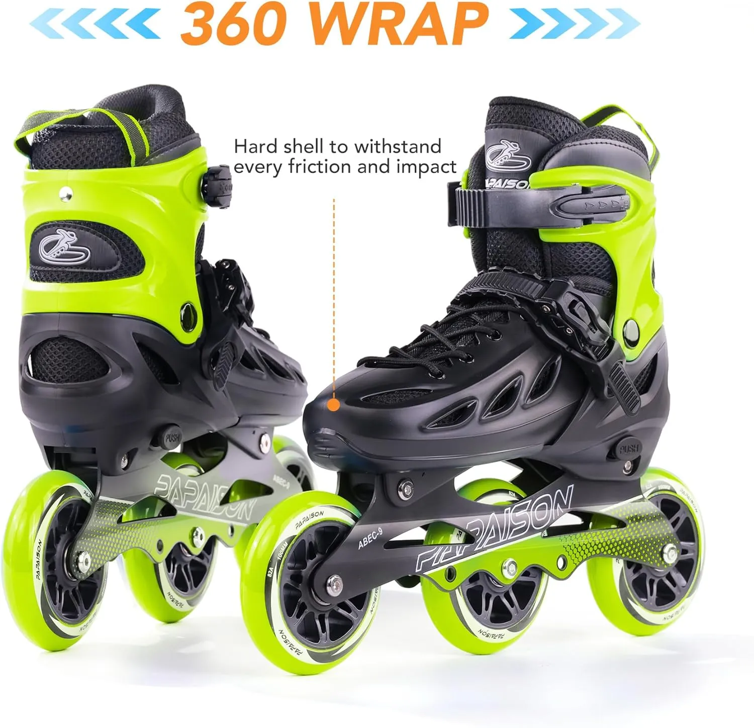 PAPAISON Adult Adjustable Inline Skates for Men Women with 3 100mm Wheels, Outdoor Blades Female Male Fitness Speed Racing Skates, Roller Skates for Teens Boys Girls