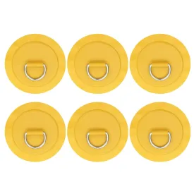 PATIKIL 4.3" Paddle Board D Rings, 6 Pcs Stainless Steel D-Ring PVC Patch Pad No Glue Include for Raft Kayak Inflatable Boat Surfboard, Yellow