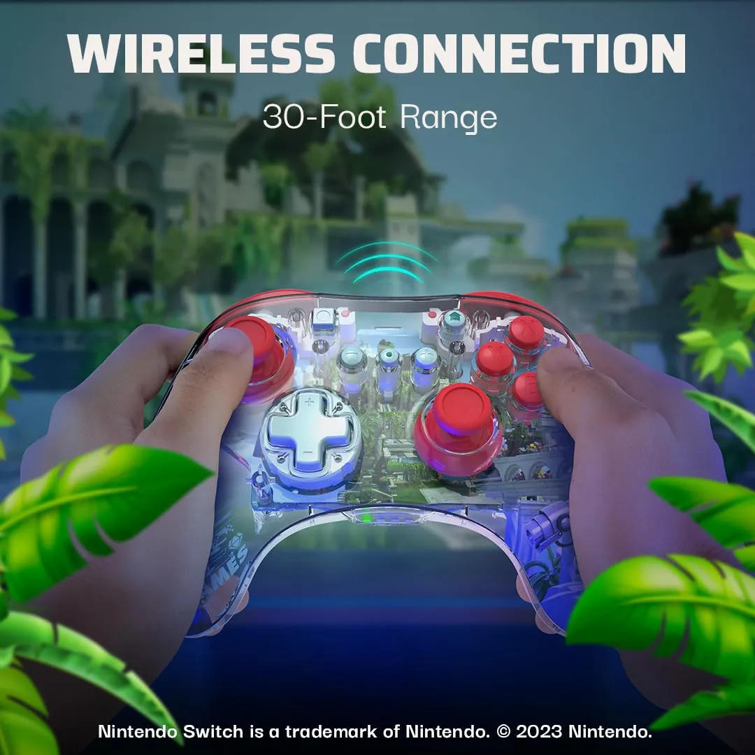 PDP REALMz Wireless Nintendo Switch Pro Controller, Customizable LED, Rechargeable Battery Power, 30 Foot Range, Licensed by Nintendo and SEGA: Sonic Superstars (Knuckles Sky Sanctuary Zone)