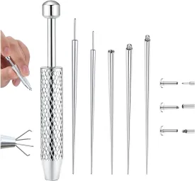 Piercing Taper Ball Grabber Tool for Changing Jewelry - 14G 16G 18G 20G Stainless Steel Flat Back Earrings Applicator Tool Threadless Insertion Pin Thread Body Piercing Kit for Ear Nose Lip