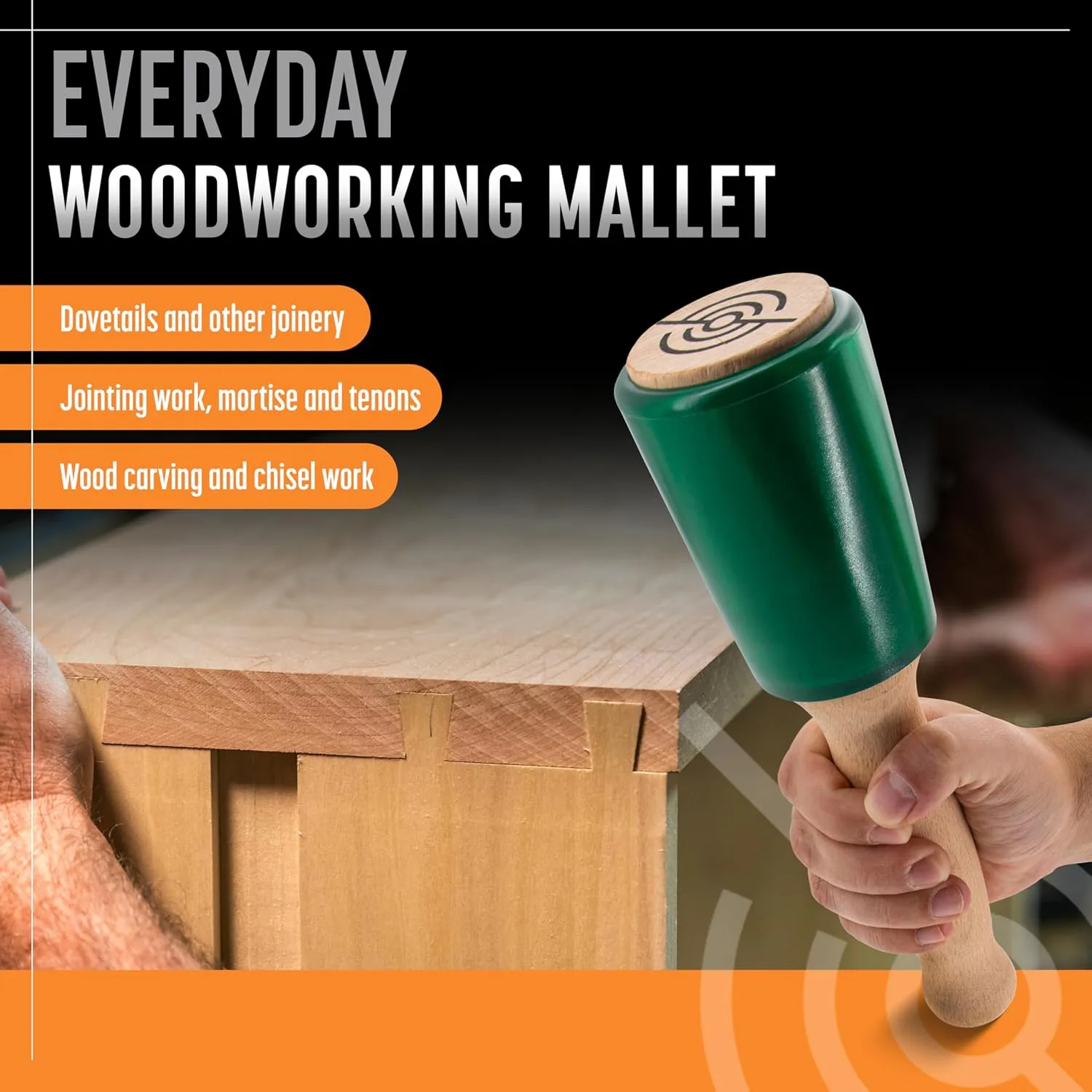 Precision Wood Carving Mallet, 15oz Chisel Mallet for Woodworking, Comfortable Wooden Mallet Handle Reduces Hand Fatigue, Non-Marring Urethane Head Protects Tools, Chisel Hammer from Schaaf Tools
