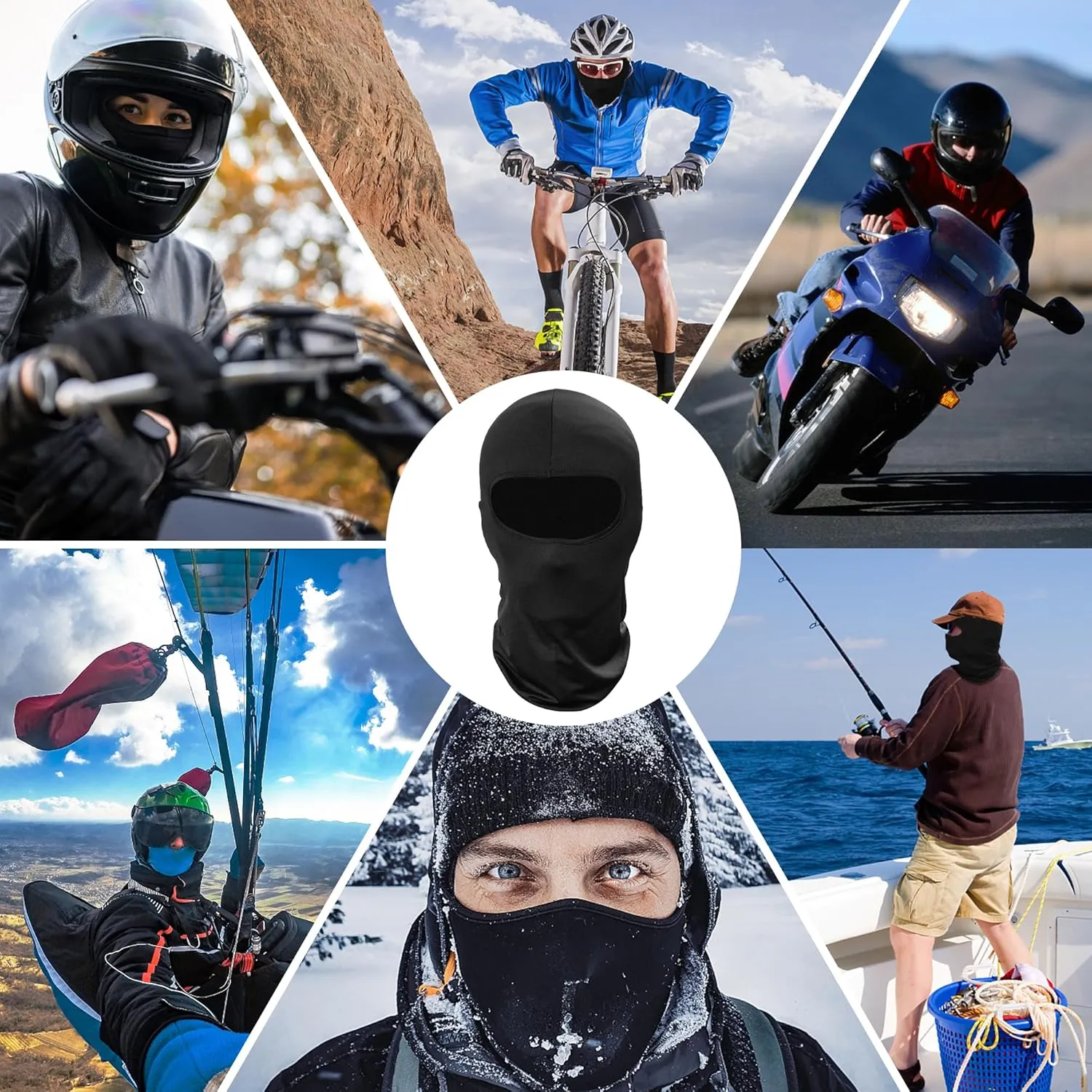Pukavt 1-4 Pack Balaclava Face Mask, Ski Mask for Men Women, UV Protection Windproof Scarf for Motorcycle Snowboard Cycling