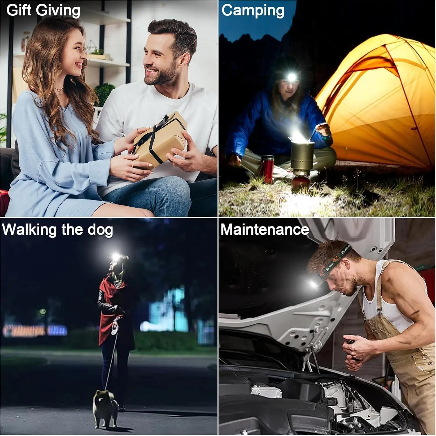Rechargeable Headlamp Flashlight 3-Pack, 2000 Lumen Super Bright LED Headlight with Red Light, Motion Sensor for Adults Kid, Waterproof Lightweight Head Lamp for Outdoor Camping Running Hiking Fishing