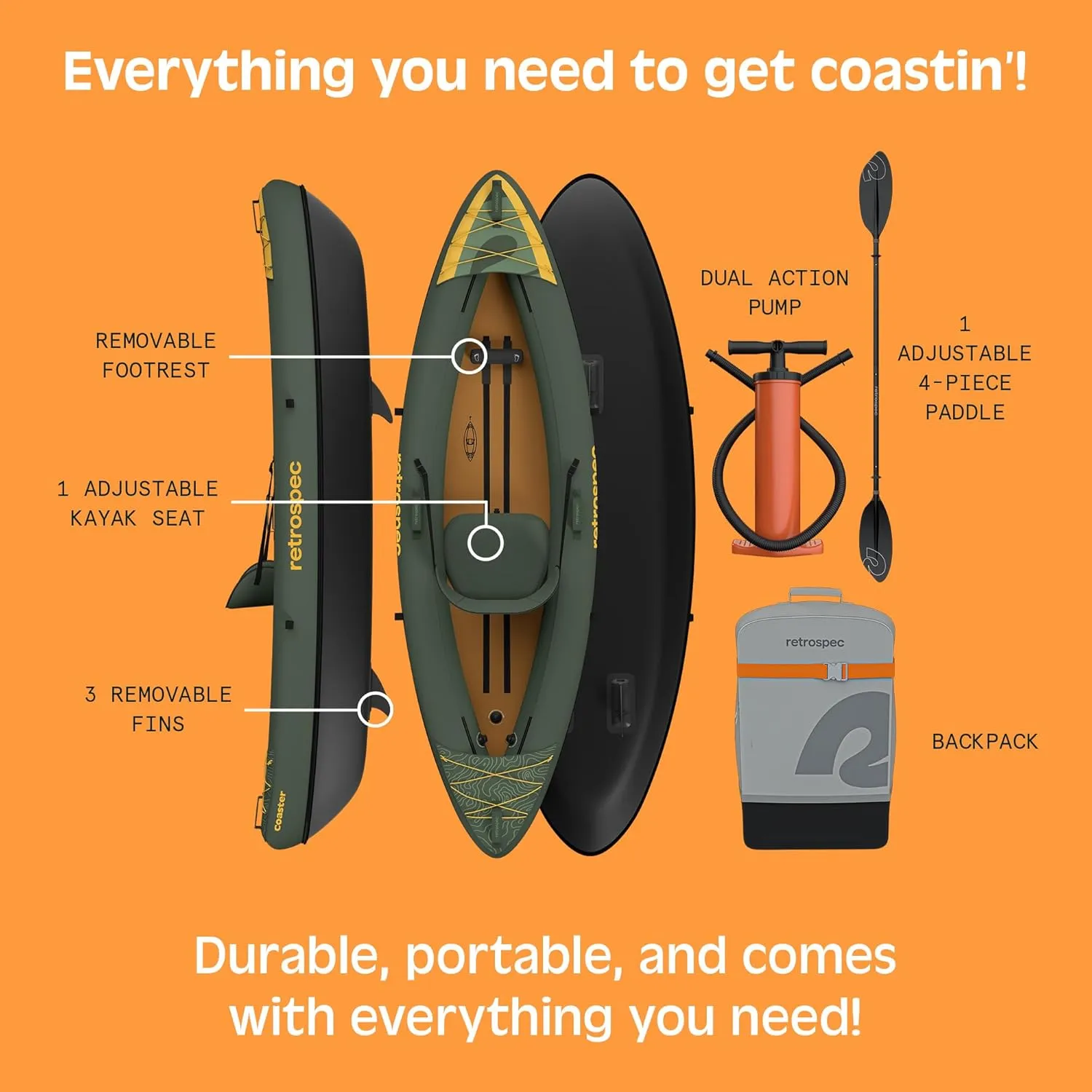 Retrospec Coaster Single & Tandem Inflatable Kayak