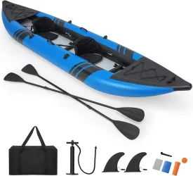 S AFSTAR Inflatable Kayak, 2 Person Canoe with 507 lbs Capacity, Drop-Stitch Floor, All Accessories & Carry Bag, 12.5 ft Large Sit in Tandem Kayak for Fishing, Camping & Exploring for Adults