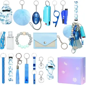 Safety Keychain Set for Women, Safety Keychains for Women Accessories Kit with Card Holder, Bottle Opener