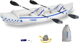 Sea Eagle SE370 Inflatable Kayak 1-3 Person-Portable Stowable & Lightweight-with Seat(s), Paddle(s), Foot Pump and Bag