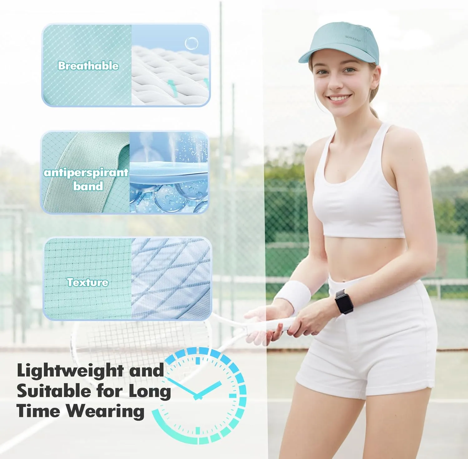 Sukeen Lightweight Sun Hat for Women Men,Quick Drying Baseball Cap UPF50  Running Hats Foldable Sport Cap for Outdoor Daily