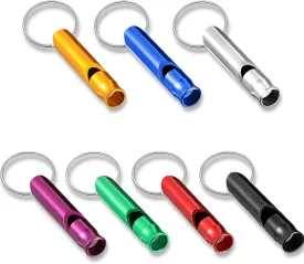 Sumind 49 Pieces Emergency Whistle with Keychain, Aluminum Emergency Survival Whistle Key Chain for Outdoor Camping Hiking Boating Hunting Fishing, 7 Colors