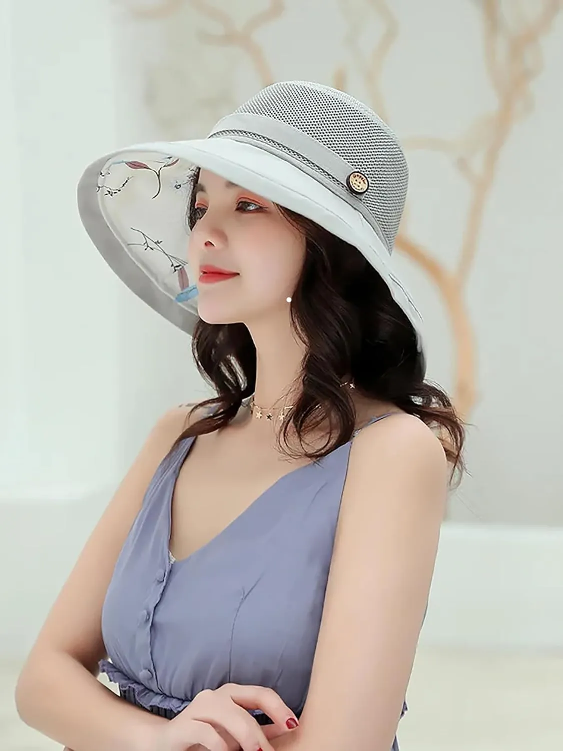 Summer Mesh Sun Hats for Women UV Protection Wide Brim Packable Beach Bucket Hat