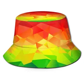 Sun Hat for Men&Women-Summer Cap with UV Protection-UPF 50 Outdoor Bucket Hat for Fishing,Beach,Hiking,Safari,Camping,Gardening&Boating-Polygonal Geometric Rainbow Colorful