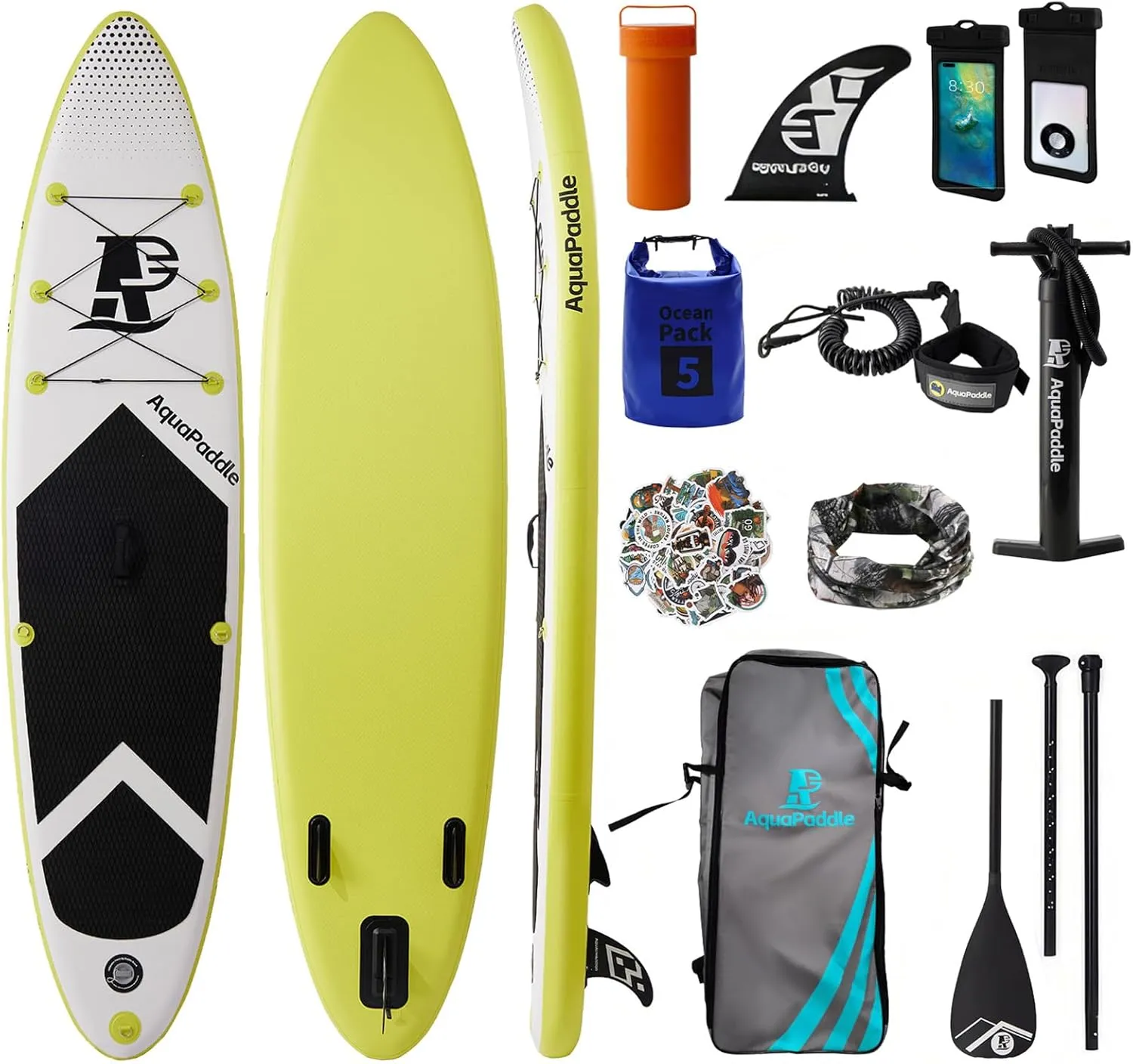 SUP Inflatable Paddle Board with Premium Paddle Board Accessories, Wide Stable Design, Non-Slip Deck Comfort Deck for Youth & Adults, Carry Bag and Repair Kit