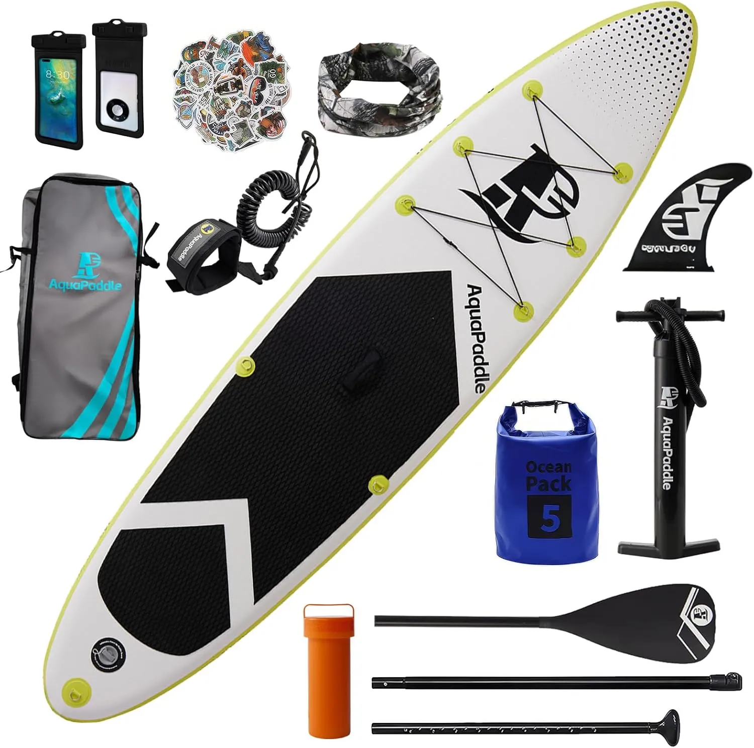 SUP Inflatable Paddle Board with Premium Paddle Board Accessories, Wide Stable Design, Non-Slip Deck Comfort Deck for Youth & Adults, Carry Bag and Repair Kit