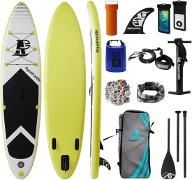 SUP Inflatable Paddle Board with Premium Paddle Board Accessories, Wide Stable Design, Non-Slip Deck Comfort Deck for Youth & Adults, Carry Bag and Repair Kit