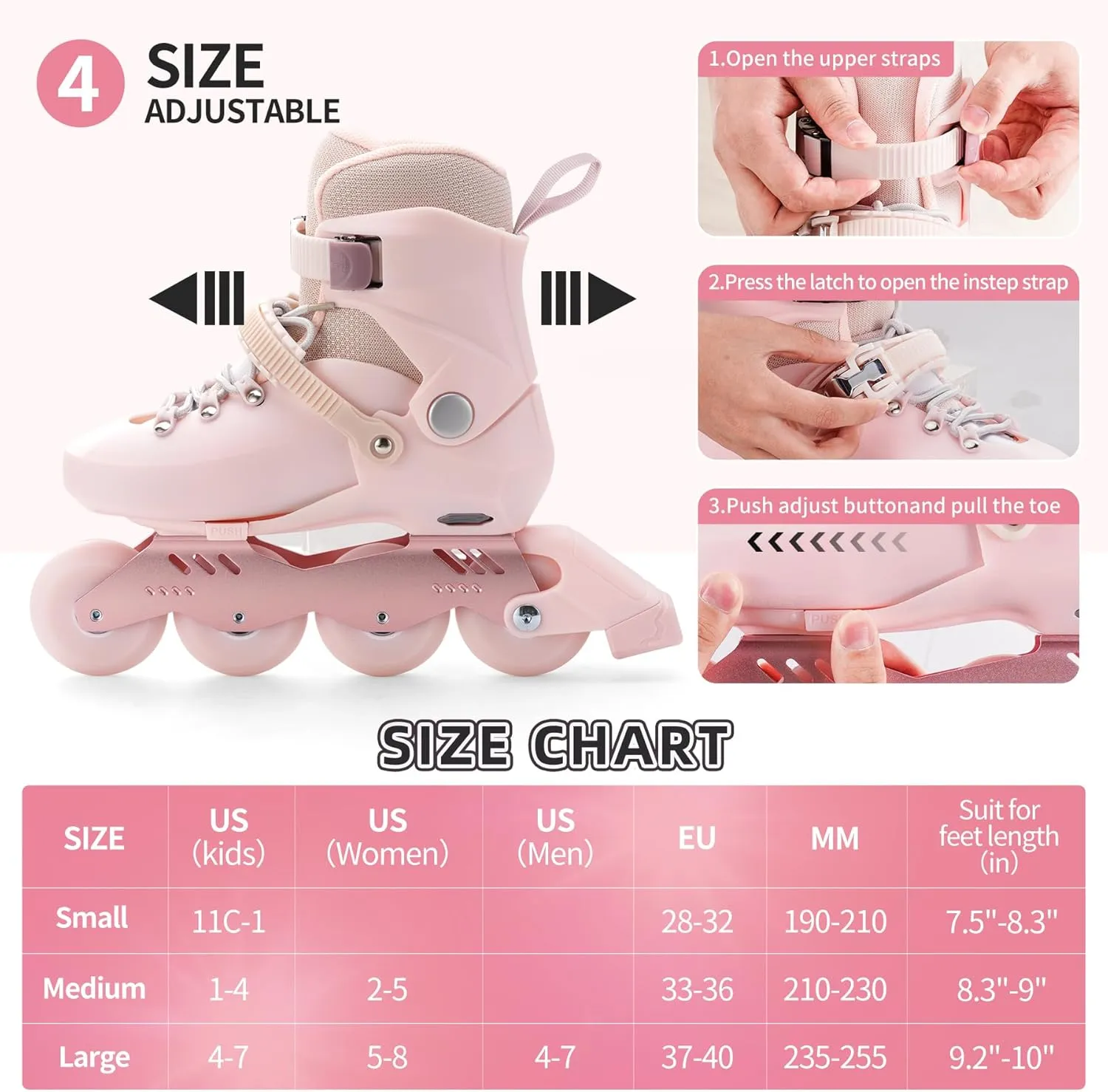 SWAY Adjustable Inline Skates for Kids, Teens and Adults, All Wheels Light Up High Performance Roller Skates for Boys and Girls Ideal for Roller Skate