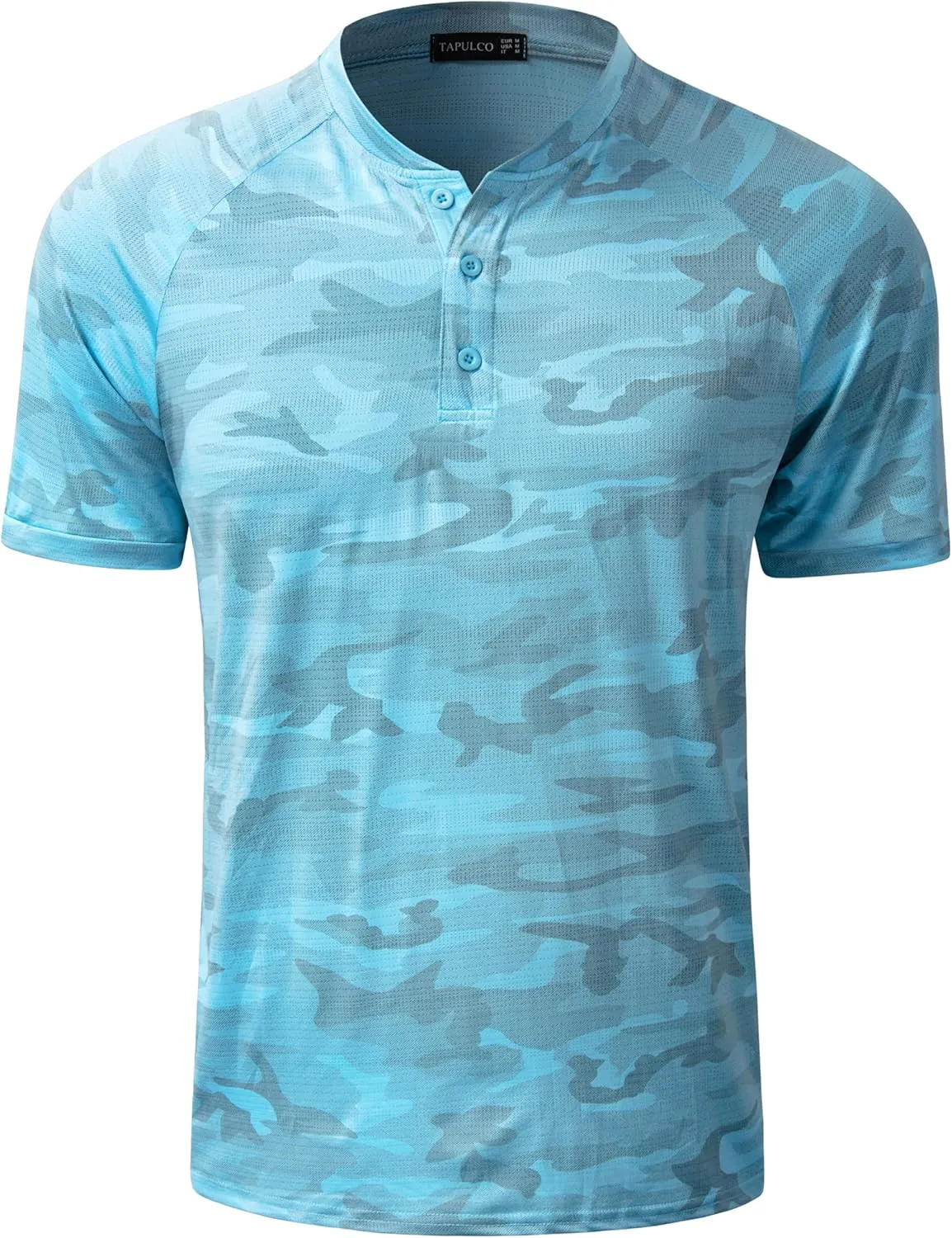 TAPULCO Mens Collarless Golf Shirts Short Sleeve Dry Fit Stretch Casual Breathable Lightweight Tshirts