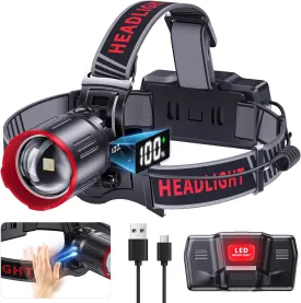 TDT 2000 LUMENS LED Rechargeable Head Lamps, Zoomable Headlamp with 6 Modes & IPX7 Waterproof, 120 Adjustable Head Lights for Forehead for Outdoor, Camping, Hard Hat, Running, Hunting