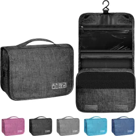 Toiletry Bag Travel Bag with Hanging Hook, Waterproof Capacity Hanging Multifunctional Makeup Bag for Toiletries, Portable Cosmetic Bag Travel Organizer for Women and Men(Black)