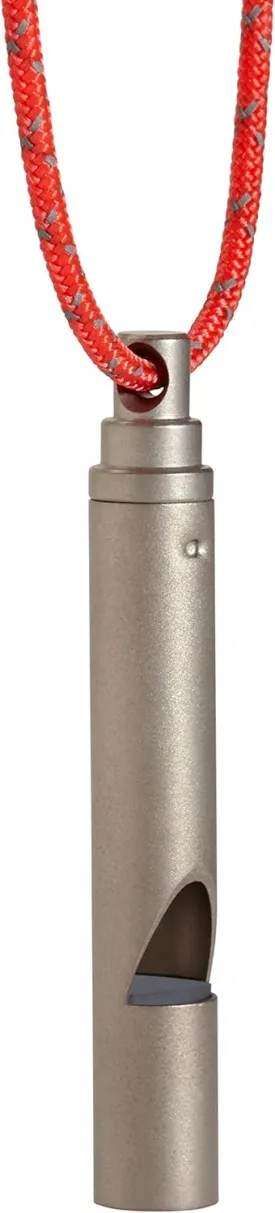 Vargo Titanium Emergency Whistle | 100  Decibel Pealess Whistle, Ultralight .1 oz. (3 Grams) | Backpacking Survival Whistle with Reflective Lanyard | Hiking, Outdoors, Emergency Kit, T-416
