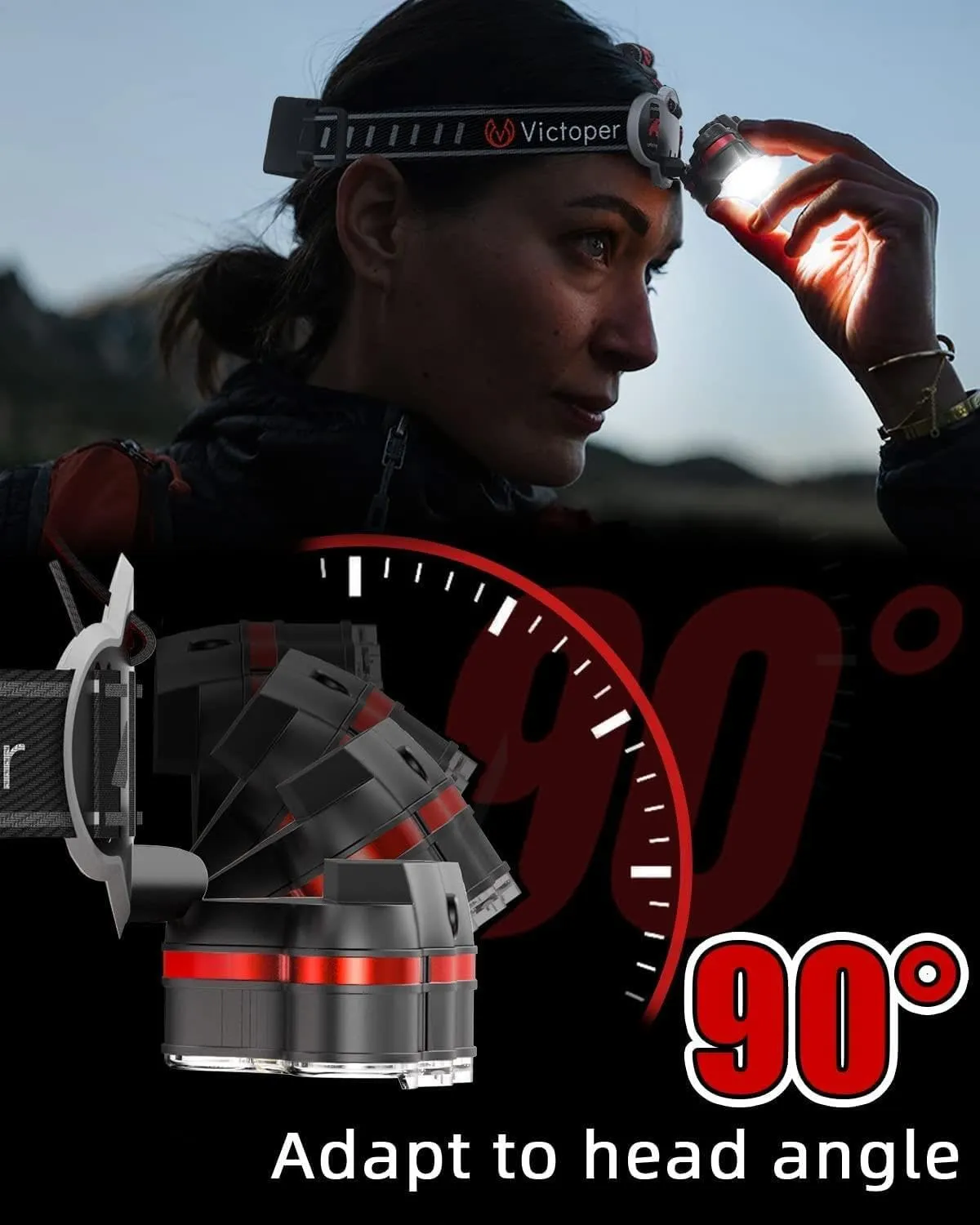 Victoper Rechargeable Headlamp, 8 LED High Lumen Super Bright Headlights with Red Light, USB Waterproof Head Flashlight, 8 Mode Head Lamp for Outdoor Running Fishing Working Camping Gear