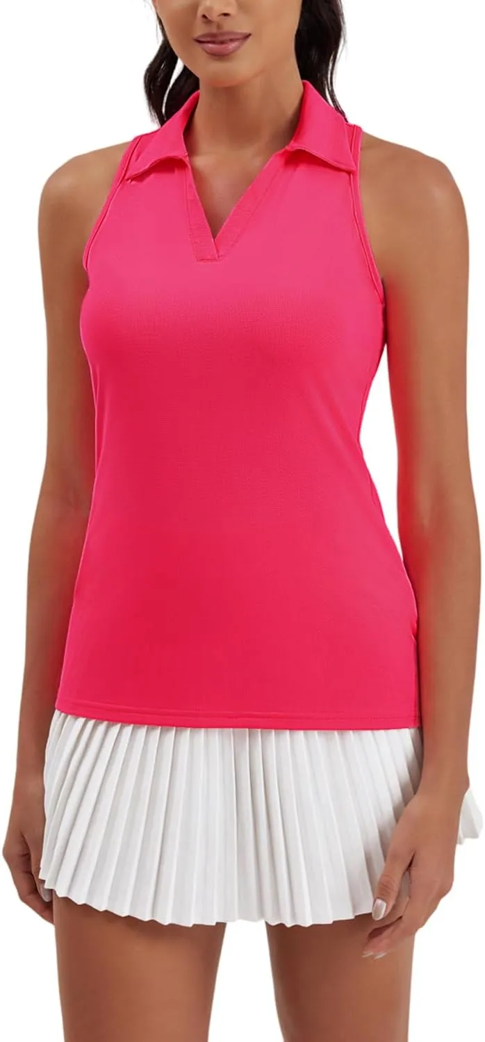 Women's Golf Shirts Sleeveles Tennis Polo Racerback Tank Top Athletic T Shirts