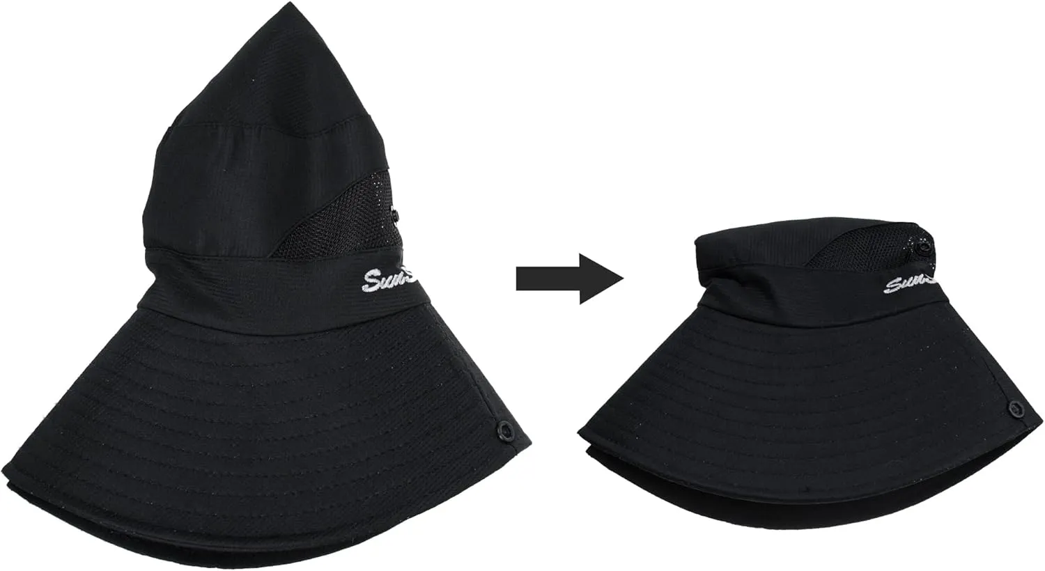 Women's Summer Sun-Hat Ponytail - Outdoor UV-Protection Mesh Wide Brim Foldable Hat with Ponytail Hole